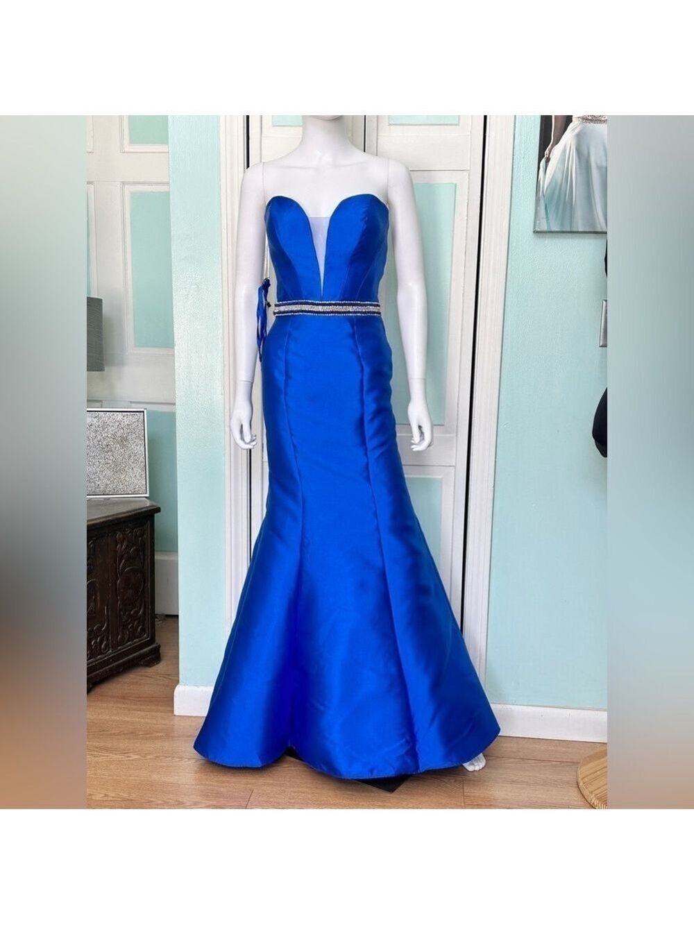 Sz 8 Madison James Fitted Trumpet Mermaid Prom Dress Gown Pageant Royal Blue